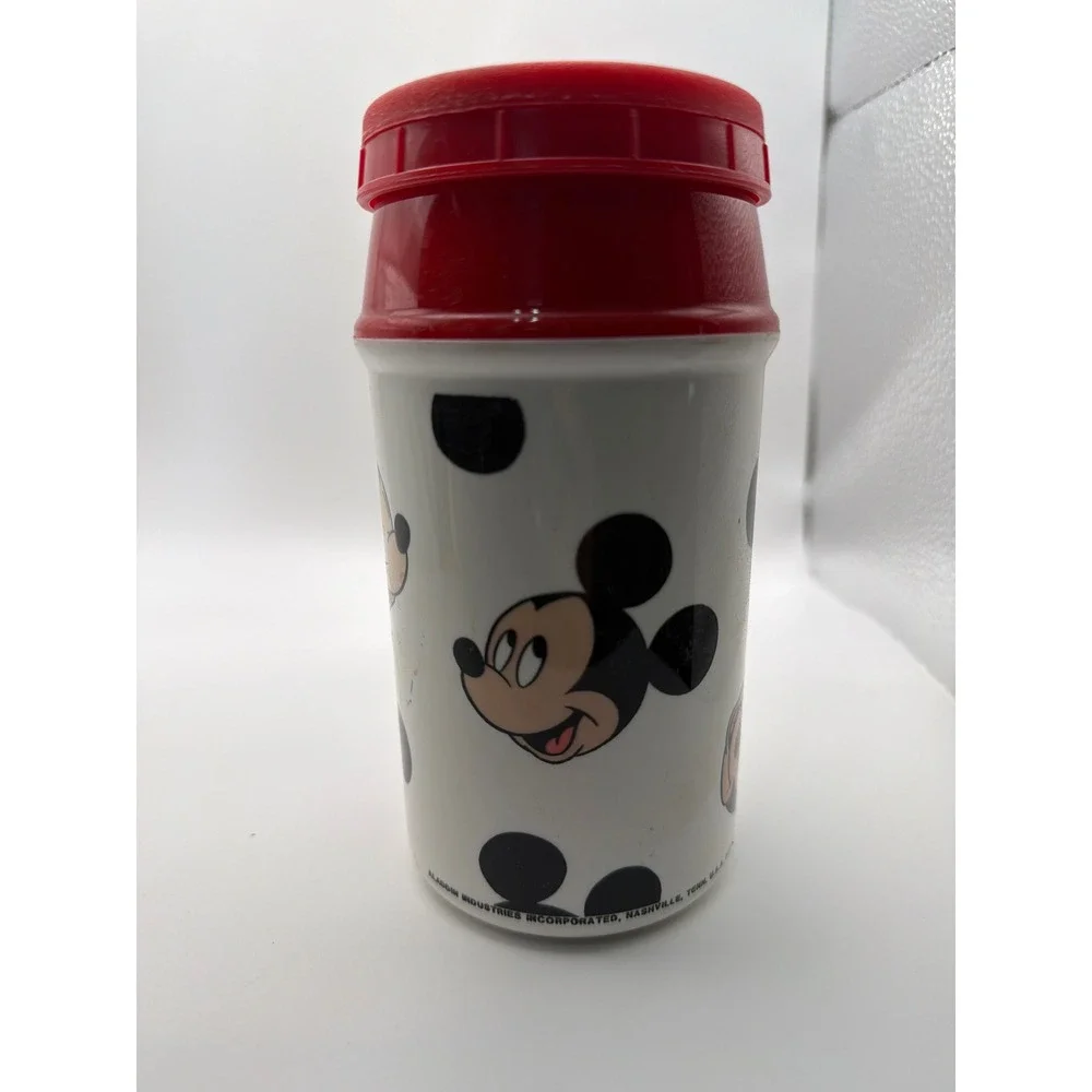 Vintage Mickey Mouse Head Plastic Lunch Box with Thermos Disney Collectible Set